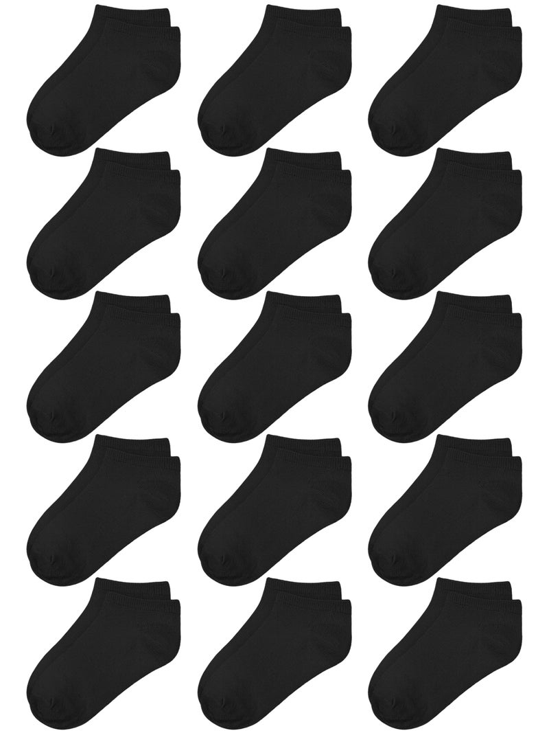 Cooraby 15 Pack Kids' Half Cushion Low Cut Athletic Ankle Socks Boys Girls Ankle Socks - Image 1